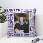 Personalisierte Multicolor Inspirational Graduation Foto werfen Kissenbezug mit Namen Jahr Graduierung Geschenk für Absolventen