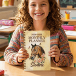 Personalized Horse Theme Name 2026-2028 Spiral Planner Notebook with Monthly Planner Pages Birthday New Year Gift for Horse Lovers Friends