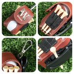 Bolsa de golf de cuero de PU personalizada con personaje de dibujos animados con inicial y nombre Accesorios de golf Regalo de cumpleaños para los amantes del golf