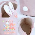 Personlig påskkorg med namn och initialer sött flerfärgat kaninmotiv perfekt som påskpresent eller till äggjakten för barn