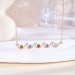 Collier personnalisé 1-6 pierres de naissance de la famille Bijoux délicats Anniversaire Fête des mères Cadeau pour Maman Grand-mère Famille
