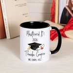Personalised Mastered It Graduation Cap 11oz Name Mug with School Name and Year Graduation Gift for Graduates