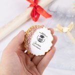 Magnete personalizzato in resina glitterata per cappello da laurea con nome dell'anno Set di 5 decorazioni per il frigorifero Ricordo della scuola, festa di laurea, regalo per i laureati