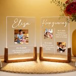 Lámpara de noche LED acrílica personalizada de varios temas con texto fotográfico y base de madera En memoria del amor Navidad Cumpleaños Regalo para amigos Familia