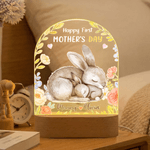 Personlig söt blomma djur akryl nattlampa med namn och träbas rumsdekoration födelsedag mors dag present till ny mamma