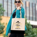 Personalised Imagine Believe Achieve Retro Canvas Tote Bag with Name Graduation Gift for Graduates Seniors