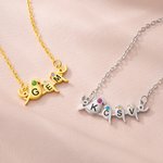Personalisierte 2-4 Winzige Mutter und Baby Kolibri Initial Birthstone Halskette Muttertag Geburtstag Geschenk für Mama Oma