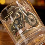 Personalised Cool Motorbike Design 10 oz Rock Whiskey Glass with Name Father's Day Birthday Gift for Man Whiskey Lover