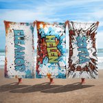 Personalisierte Graffiti-Stil schnell trocken überdimensioniert Mikrofaser Strandtuch mit Namen Sommer Urlaub Strand Party Geburtstag Geschenk für Kinder Freunde
