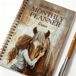 Personalized Horse Theme Name 2026-2028 Spiral Planner Notebook with Monthly Planner Pages Birthday New Year Gift for Horse Lovers Friends