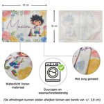 Gepersonaliseerd Linnen Placemat met Bloemen en Cartoonfiguur en Naam Ideaal voor Dagelijks Gebruik of Verjaardagscadeau voor Kinderen en Familie