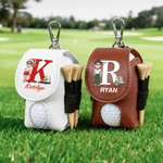Bolsa de golf de cuero de PU personalizada con personaje de dibujos animados con inicial y nombre Accesorios de golf Regalo de cumpleaños para los amantes del golf