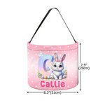Personalized Cute Rabbit Polka Dot Easter Basket with Name and Initial Daily Use Easter Egg Hunting Gift for Boys Girls