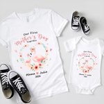 Personalizzato carino animale mamma bambino cuore floreale 100% cotone maglietta bambino body con nome prima festa della mamma regalo per bambino mamma