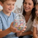 Bocal de verre personnalisé avec nom pour les oreilles du lapin de Pâques Décoration de bureau Cadeau de fête de Pâques pour les enfants