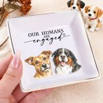 Personalized Watercolor Pet Photos Ceramic Trinket Jewelry Dish Daily Use Engagement Party Anniversary Gift for Newlyweds Pampered Family
