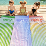 Personalized Gradient Stripes Quick Dry Oversized Microfiber Beach Towel with Name Summer Vacation Travel Use Birthday Gift for Family Friends
