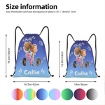 Personalized Cartoon Fitness Girl Gradient Drawstring Bag with Name Daily Use Sport Event Gift for Gym Girls