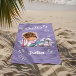 Personalized Togo Cartoon Gym Girl Quick Dry Microfiber Beach Towel with Name Beach Party Swimming Pool Essential Birthday Gift for Gym Lovers