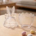 Bocal de verre personnalisé avec nom pour les oreilles du lapin de Pâques Décoration de bureau Cadeau de fête de Pâques pour les enfants