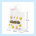 Personalisierte klare PVC-Geschenktüte mit Ostereier Küken Muster Namen Schleifenband Griff Geschenkverpackung Ostergeschenke für Kinder