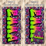 Serviette de plage à séchage rapide personnalisée avec nom - Style graffiti - Cadeau d'anniversaire pour les enfants et la famille