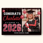 Photo de fin d'études personnalisée sur toile avec paillettes, sans cadre, avec nom Cadeau de fin d'études pour la classe 2026