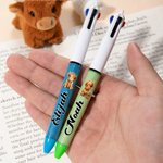 Personalized Highland Cow Retractable Glitter Ballpoint 3-In-1 Pen with Name Back to School Birthday Gift for Students