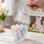 Bocal de verre personnalisé avec nom pour les oreilles du lapin de Pâques Décoration de bureau Cadeau de fête de Pâques pour les enfants