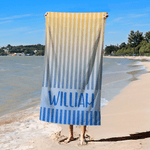 Personalized Gradient Stripes Quick Dry Oversized Microfiber Beach Towel with Name Summer Vacation Travel Use Birthday Gift for Family Friends