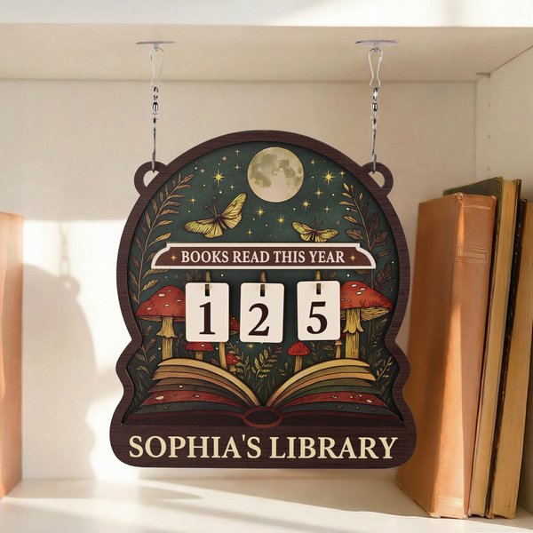 Personalized Books Read This Year Wooden Read Tracker with Text Library Bookshelf Decor Study Space Use Birthday Gift for Bookworms Book Lovers