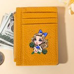 Gepersonaliseerd Cheerleading Meisje Draagbare Echt Leren Portemonnee Munttas met Naam en 8 Kaarthouders Verjaardag Game Day Gift voor Meisjes
