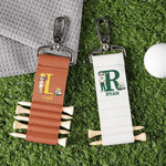 Personalized Cartoon Character Initial PU Leather Golf Tee Holder Bag Tag with Name and 5 Pcs Bamboo Tees Game Day Birthday Gift for Golf Players