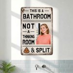 Personalized Funny This Is A Bathroom Retro Style Metal Sign with Photo Bathroom Wall Decor Birthday Housewarming Gift for Family Friends