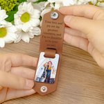 Personalized Multicolor Photo Leather Keychain with Engraved Title and Text Birthday Anniversary Gift for Family Friends Lover