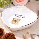 Personalized Watercolor Pet Photos Ceramic Trinket Jewelry Dish Daily Use Engagement Party Anniversary Gift for Newlyweds Pampered Family