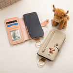 Personalized Cute Highland Cow Flower PU Leather Flip Wallet Phone Case with Name RFID Blocking Card Holder Mother's Day Birthday Gift for Women