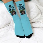 Personalized Graduation Hat Photo Congrats Grad Soft Multicolour Crew Socks with Name Celebration Graduation Gift for Graduates Classmates