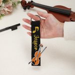 Porte-clés personnalisé brodé violon violoncelle note de musique dorée avec nom Studio de musique Festival Cadeau d'anniversaire pour mélomane musicien