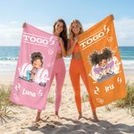 Personalized Togo Cartoon Gym Girl Quick Dry Microfiber Beach Towel with Name Beach Party Swimming Pool Essential Birthday Gift for Gym Lovers