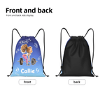 Personalized Cartoon Fitness Girl Gradient Drawstring Bag with Name Daily Use Sport Event Gift for Gym Girls
