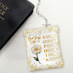 Personalized God Says I Am Birth Flower PU Leather Rosary Pouch with Name Daily Storage Mother's Day Gift for Christian Mother