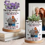 Personlig snygg leopardtryck mor-dotter tecknad keramisk blomkruka med namn Mors dag födelsedagspresent till mamma dotter