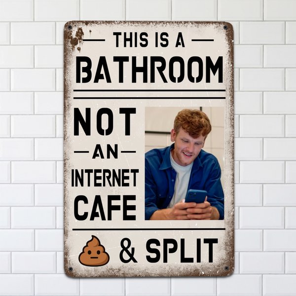 Personalized Funny This Is A Bathroom Retro Style Metal Sign with Photo Bathroom Wall Decor Birthday Housewarming Gift for Family Friends
