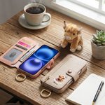 Personalized Cute Highland Cow Flower PU Leather Flip Wallet Phone Case with Name RFID Blocking Card Holder Mother's Day Birthday Gift for Women