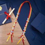 Personalized Bling Flower Rhinestone Pearl Letter Two-Colored Ribbon Braided Lei with Name Graduation Party Decor Gift for Class of 2026 Graduates