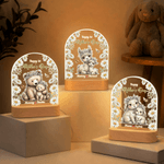 Personlig söt Daisy Animal Akryl nattlampa med namn och träbas rumsinredning Födelsedag Mors dag present till mamma Baby