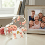 Personalized Birth Flower 1-6 Hands Mom Grandmom Acrylic Heart Plaque with Names Home Decor Birthday Gift for Mother Grandmother