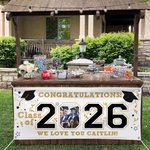 Personalized Graduation Cap Class Of 2026 Graduation Photo Banner with Text and Year Graduation Party Gift for Graduates