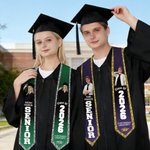 Personalised Multicolour Glitter Photo Graduation Sash with Name and Year Graduation Gift for Class of 2026 Graduates